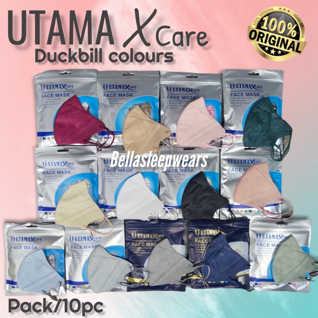 UTAMA X CARE DB PACK/10 - MASKER DUCKBILL 3PLY UTAMA EMBOS KEMENKES WARNA WARNI &amp; GRADASI GRADATION