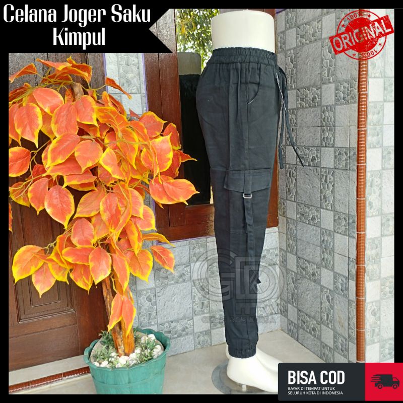 Celana Joger Wanita Celana Cargo Pants Full Karet Celana Pinggang Karet Celana Joger Twill Combed