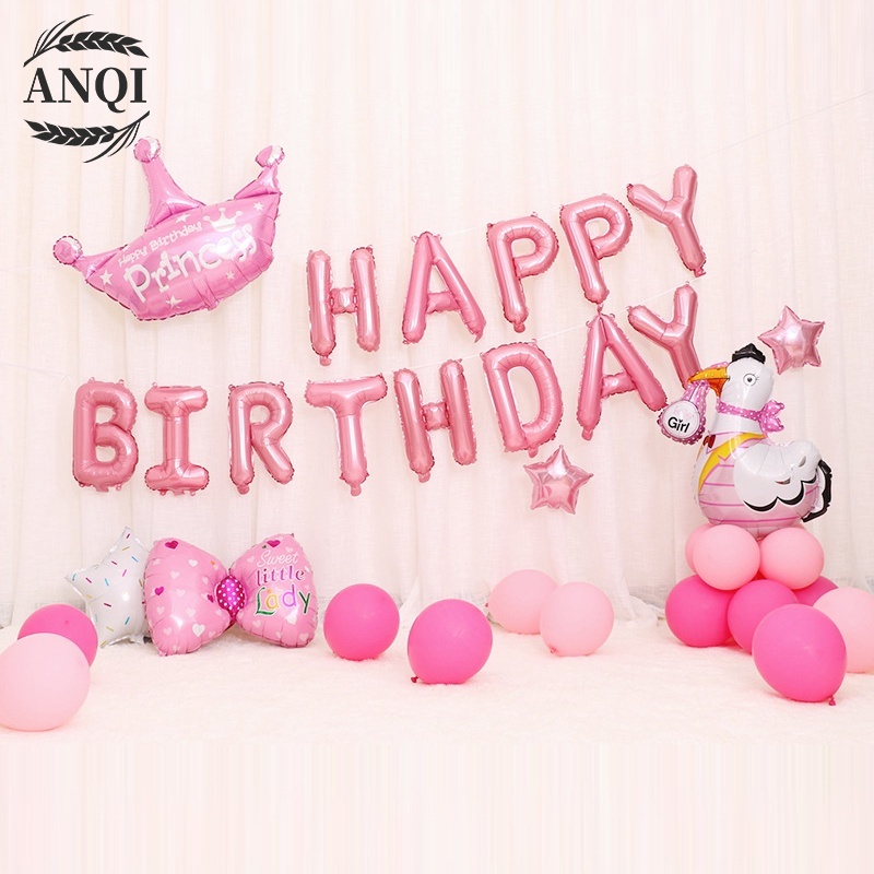 ANQI 1888 BALON FOIL TULISAN HAPPY BIRTHDAY Balon Foil Tulisan