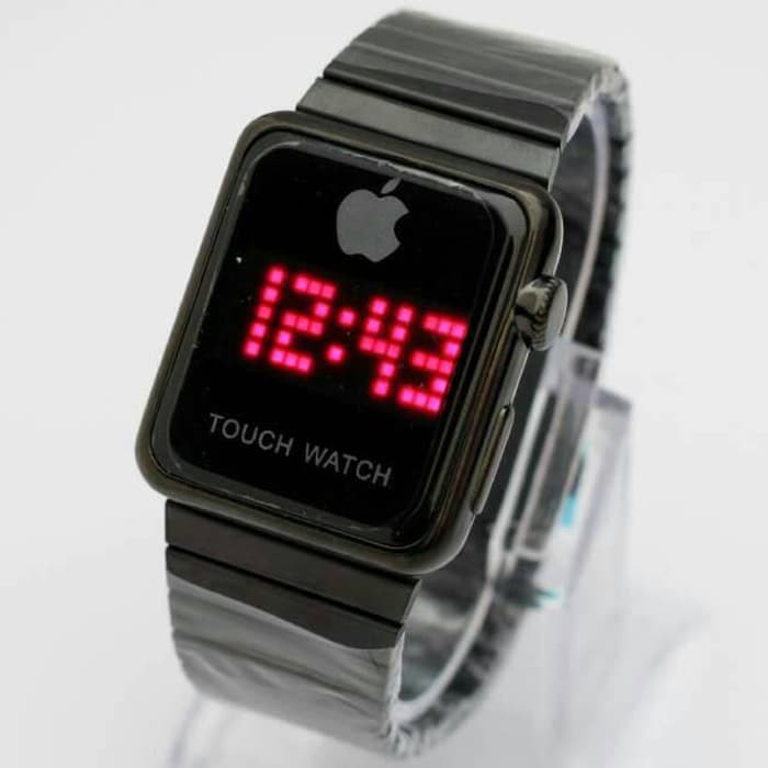 Jam Tangan Pria / Cowok Iphone Watch LED Rantai Full Black