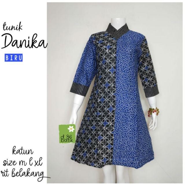 Tunik Danika Atasan Batik Wanita Kerja Modern Kasual Elegan.