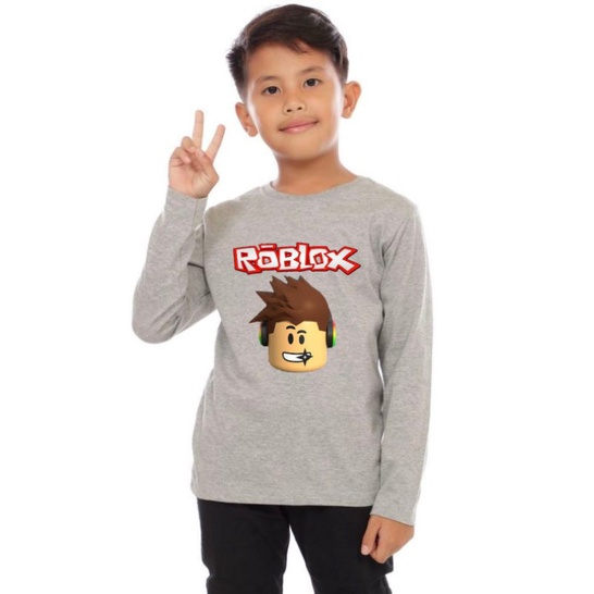 kaos anak roblox lengan panjang bahan premium(free nama)