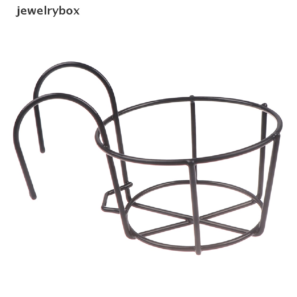 (jewelrybox) Rak Gantung Pot Bunga Bentuk Bulat Bahan Besi Untuk Pagar / Taman / Balkon