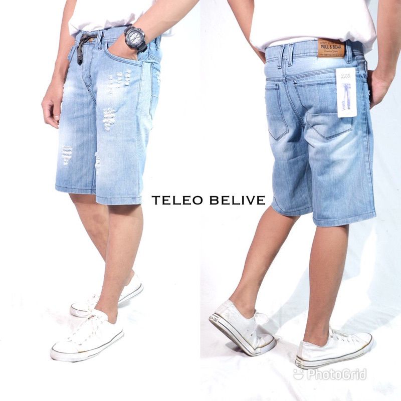 celana distro levis lepis pendek model sobek pria cowok kelinian murah