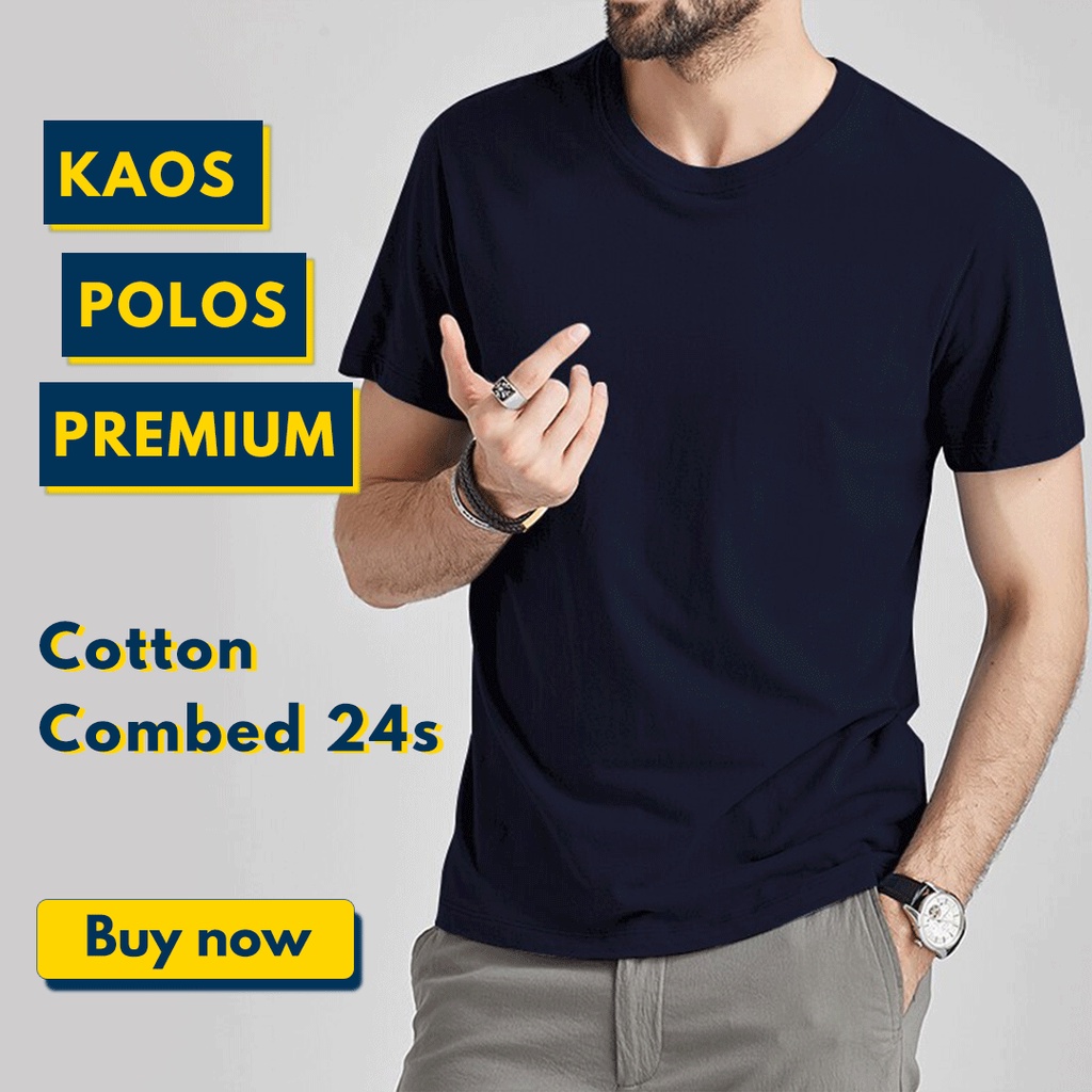 Baju Kaos Polos Cotton Combed 24s Premium Pria Wanita Size S M L XL XXL Distro Original