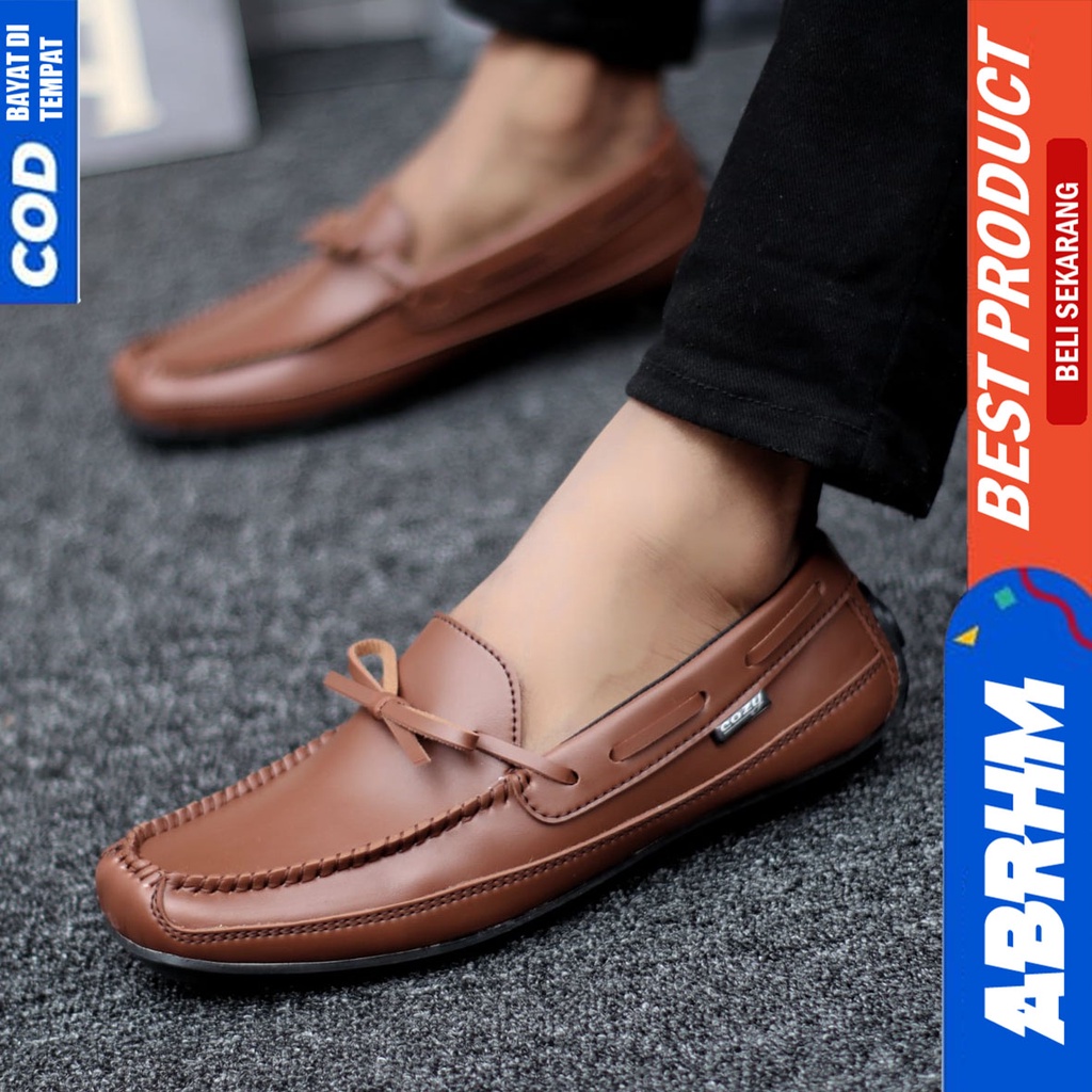 Sepatu Formal Pantofel Kerja Kantor Hitam Pria Original Abrhm Houston