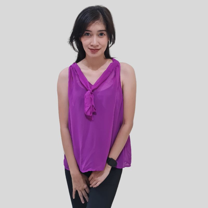 Blouse Wanita Polos Ungu Purple Original Premium Pakaian Branded Sisa Ekspor