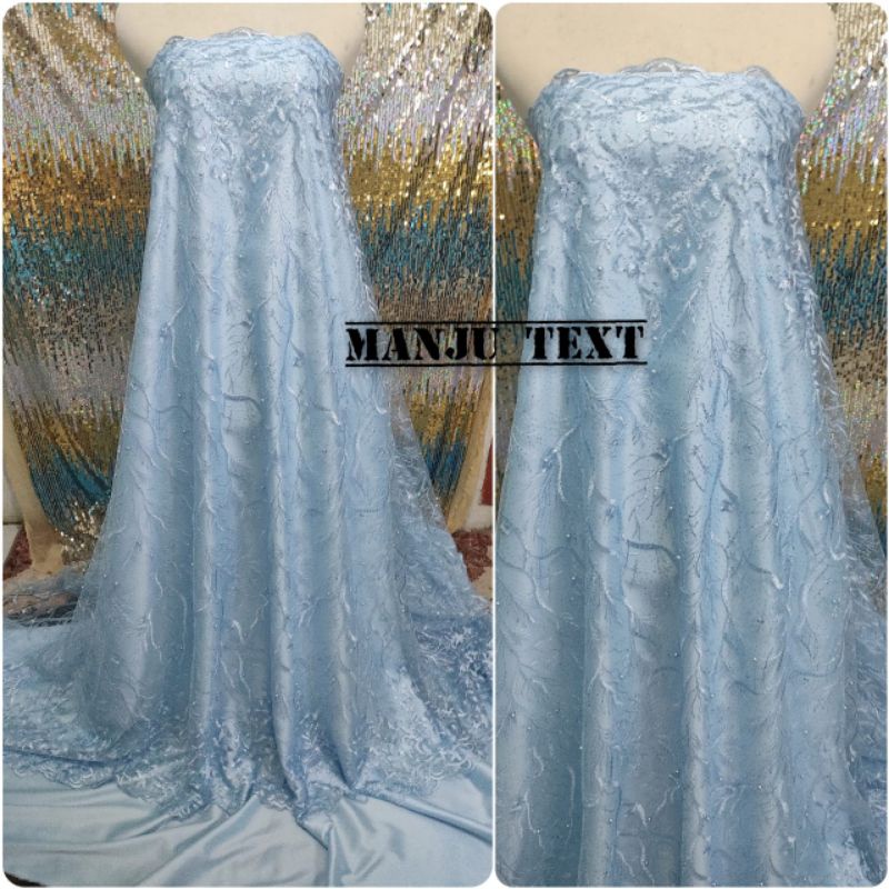 Kain - bahan tile renda mutiara /bahan tille mutiara/cocok untuk dress gaun pesta dll PROMO TERMURAH