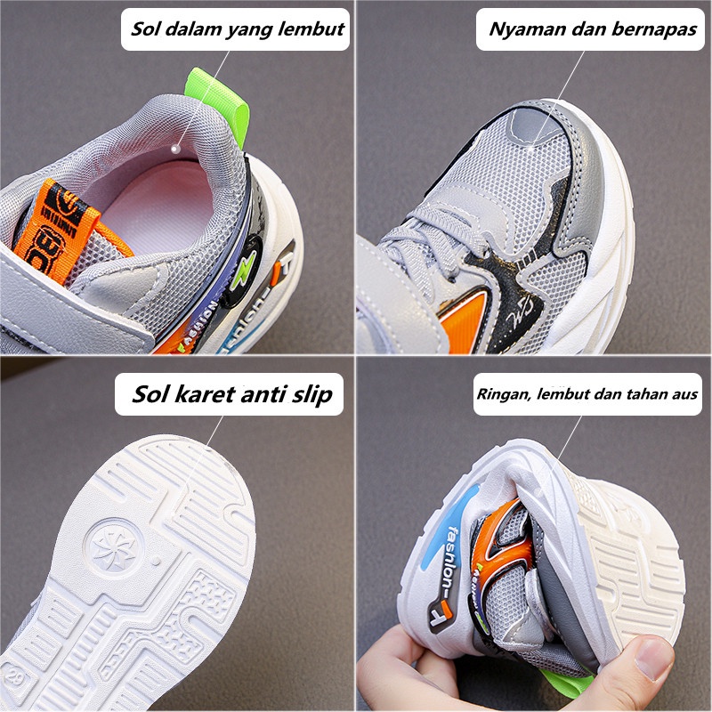 【ready stock】Sepatu olahraga anak laki-laki impor / sepatu sekolah 6-12 tahun