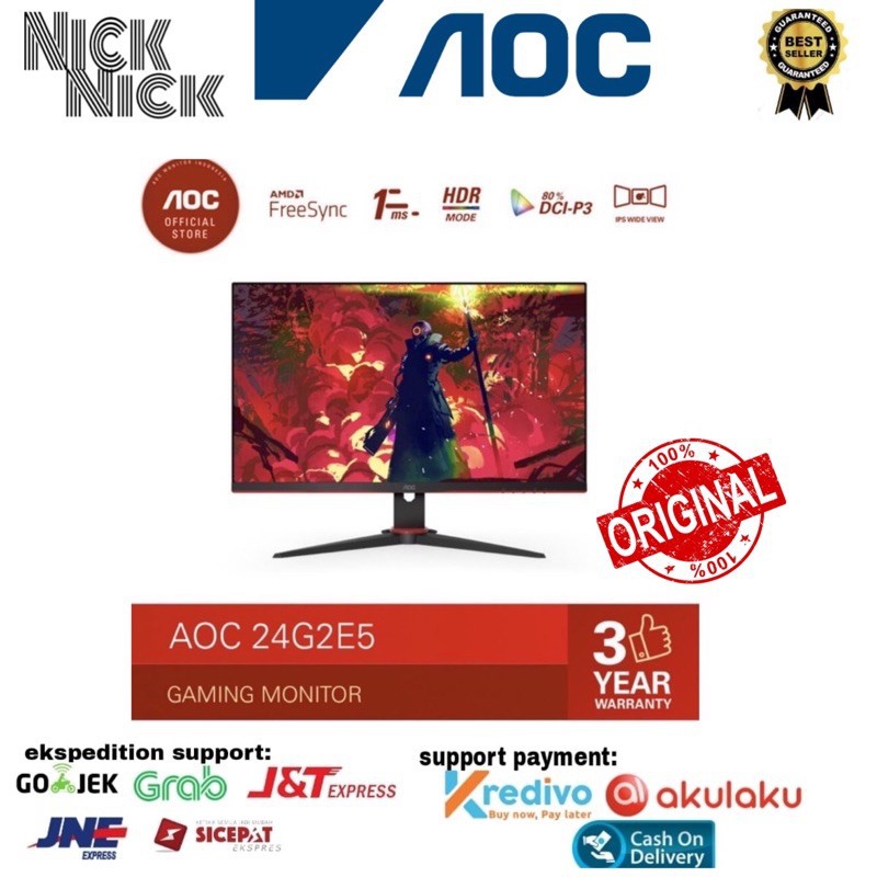 PROMO Cuci Gudang HP AOC 24G2E5 24 inch HDR 75hz Gaming Monitor