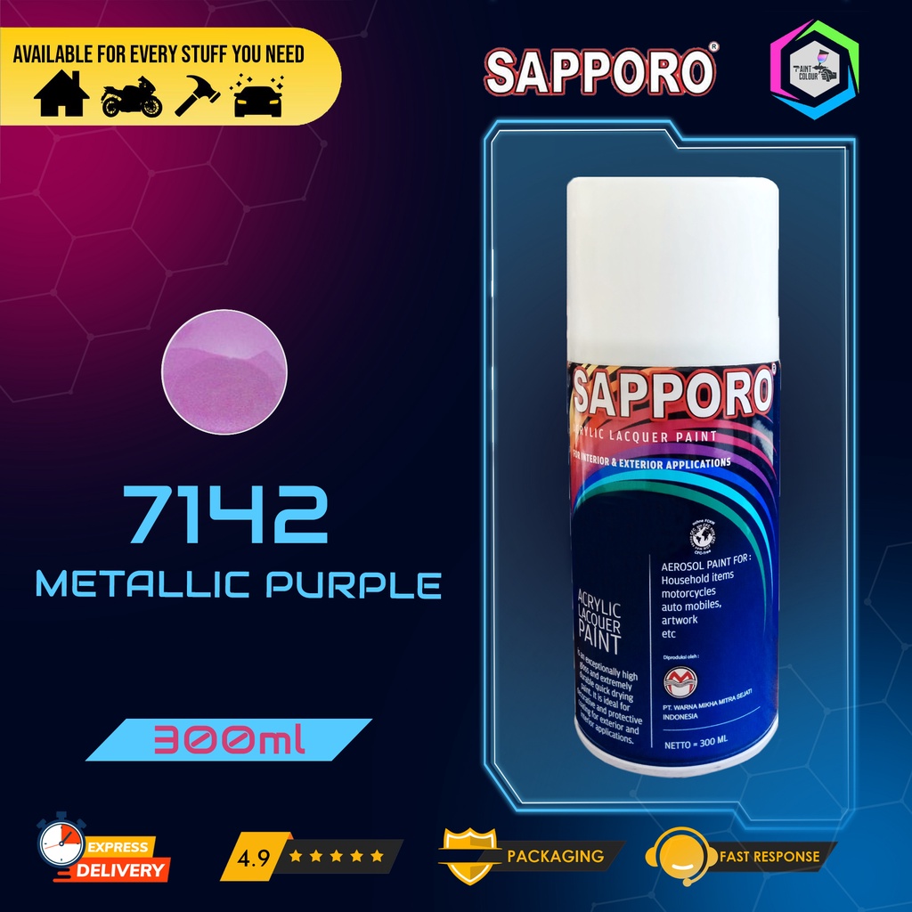 Cat Semprot SAPPORO Paint - 7142 METALLIC PURPLE Helm/Motor/Gundam