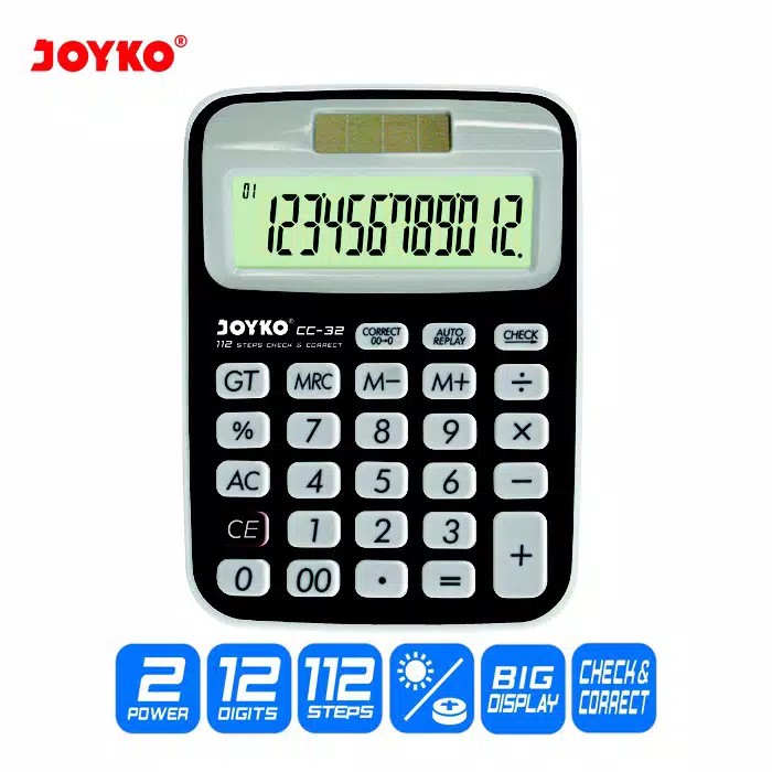 

Kalkulator Joyko CC-32 12 Digits Dengan Check Correct