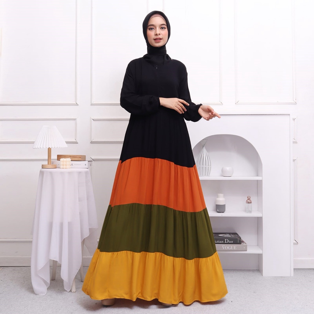 (COD/BAYAR DI TEMPAT) Raimbow Gamis adem Dress Wanita Fashion Muslim