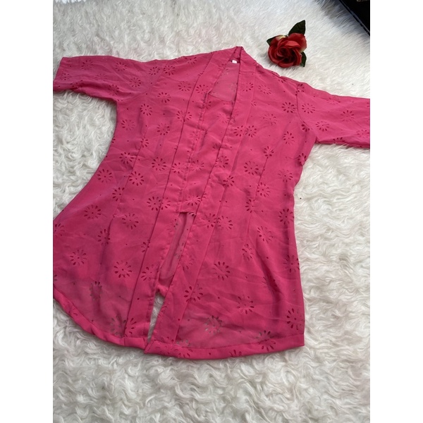 SALE Kebaya Jadi sutra crepe Syahrini M L XL XXL-Pink Soft