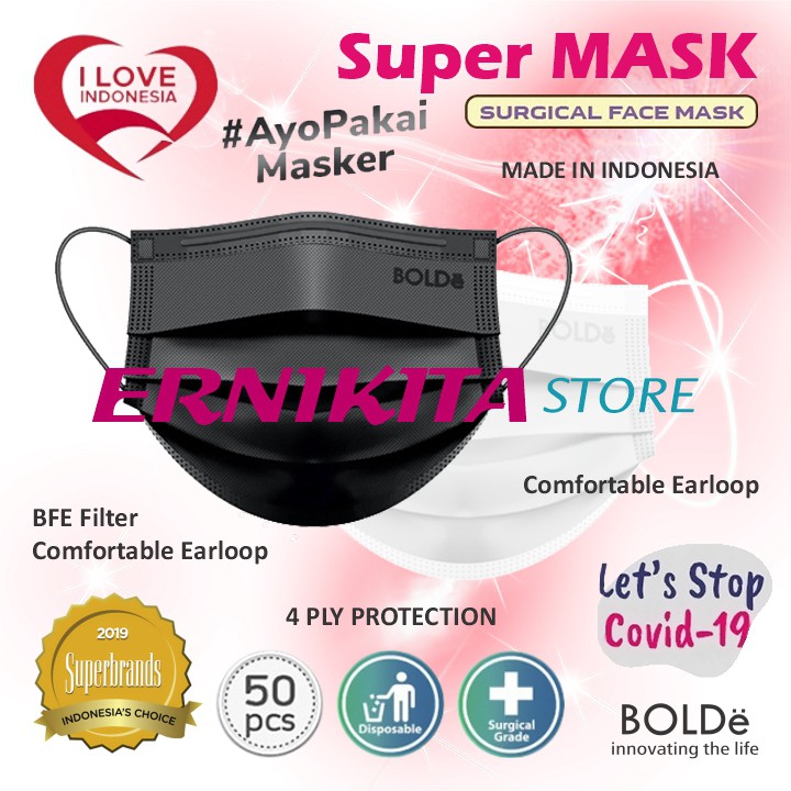 BOLDe Masker Medis 4 ply izin  Depkes - Super Mask Surgical Mask