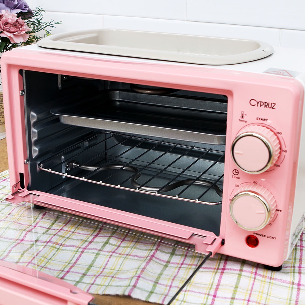 Oven Pink Cypruz Oven 12L Oven Lstrik Multi Fungsi Oven Alat Panggang Cake Daging