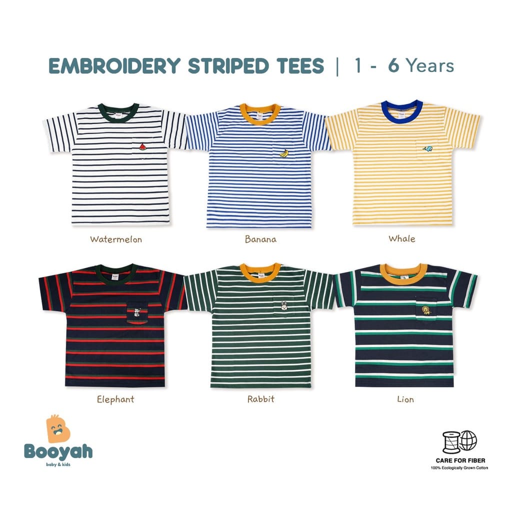 Striped Tee Embroidery (1-6 Tahun) - Booyah Baby &amp; Kids Kaos Anak Atasan