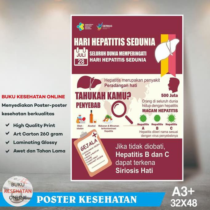 

Poster Kesehatan HARI HEPATITIS SEDUNIA - LAMINATING GLOSSY BOOM SALE