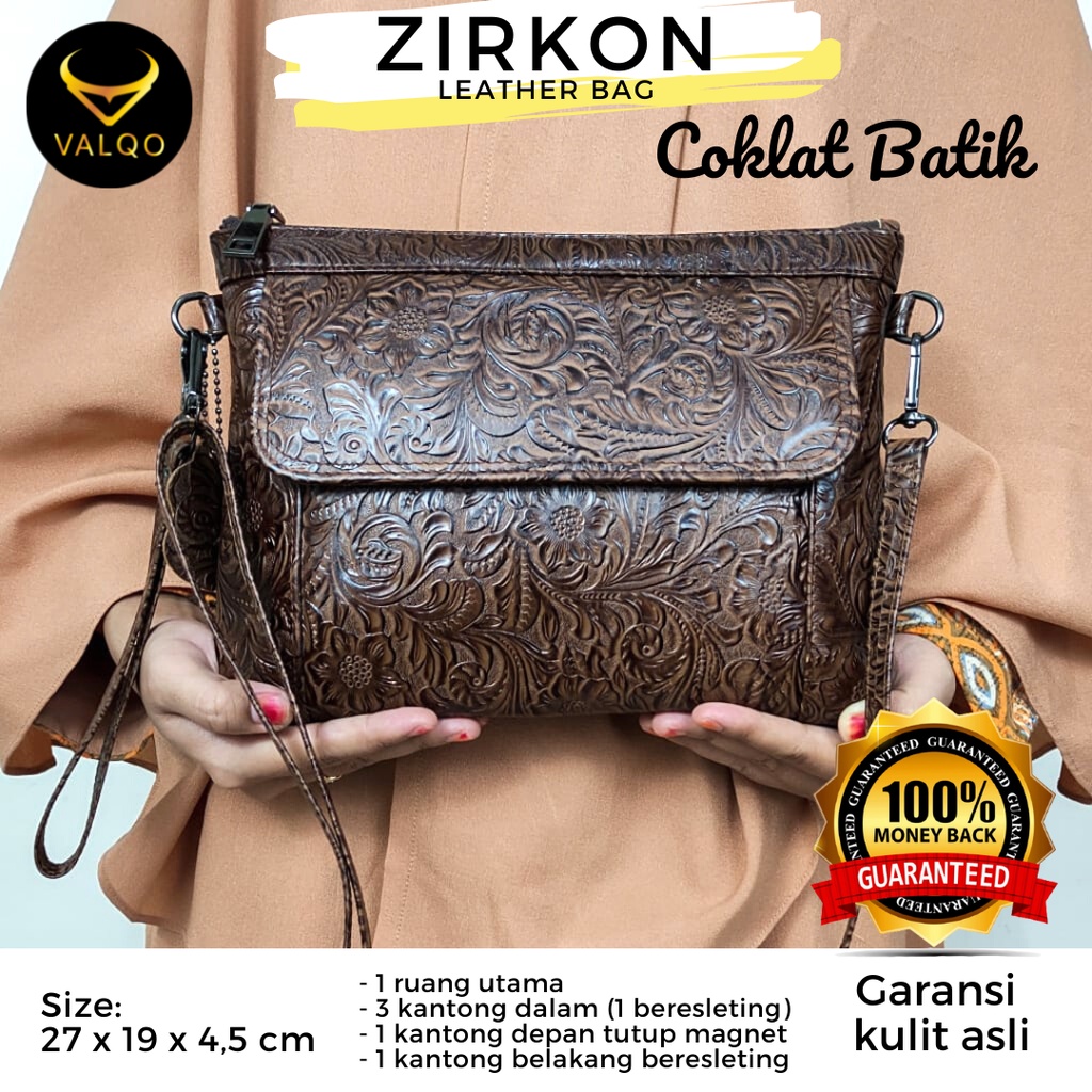 [VALQO] ZIRKON Tas kulit sapi Clutch Kulit Tas Wanita Bisa jadi tas dan Pouch Kulit Tas Tangan