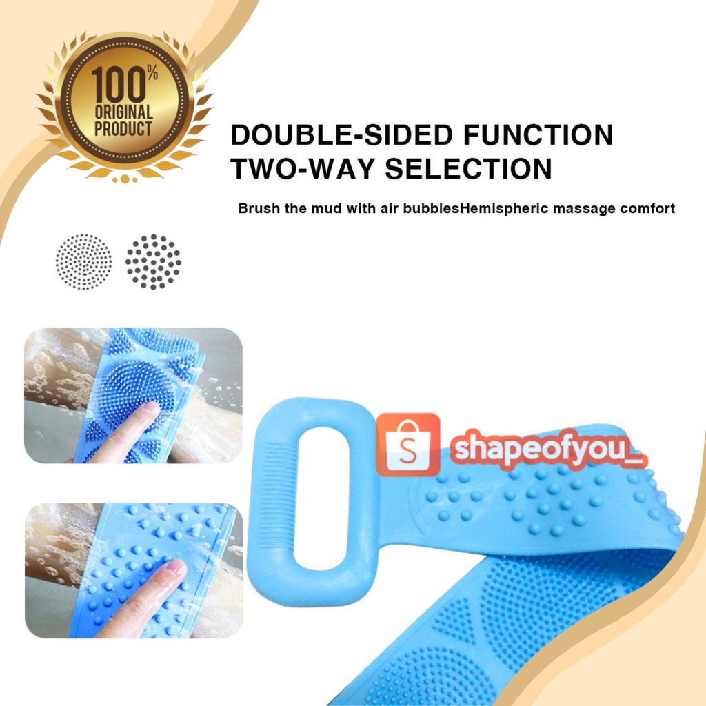 Sikat Mandi Punggung Leher Bahu Kaki Tangan Tubuh Back Scrubber Silicone Mandi Cleaning Tali Sikat Cuci Belt Pijat Kulit