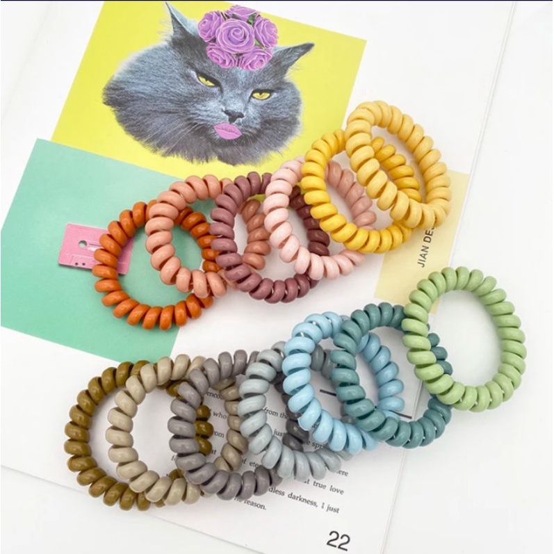 [ COD ] Ikat Rambut Spiral Fashion Korea / Kunciran Rambut Kabel / Tali Rambut Elastis-3