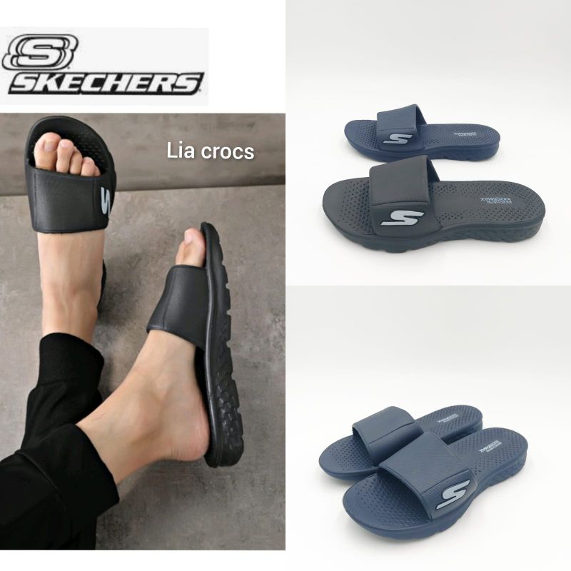 Skechers sandal pria Goga Max Slide /Skechers goga max sandal slide