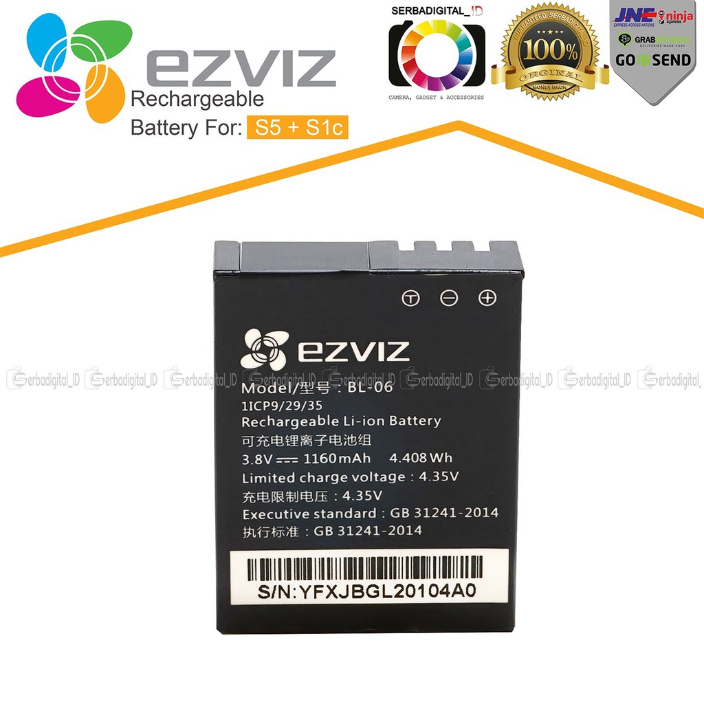 EZVIZ BL 06 Battery Baterai Original For Action Camera S1c S5 p20