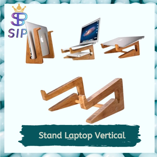 Stand laptop kayu portable wood satand notebook dudukan macbook puzle