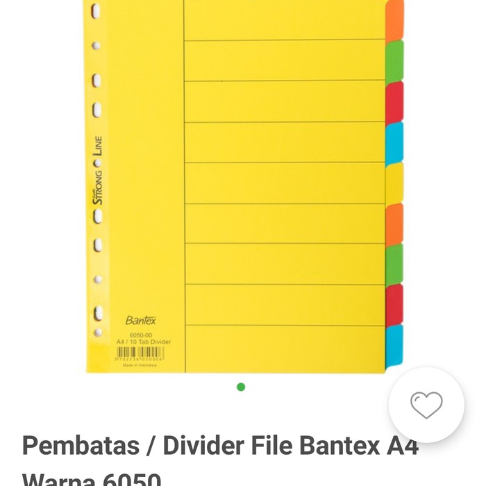 Bantex Cardboard Divider A4 10 Pages 6050 | Pembatas Binder Bantex A4