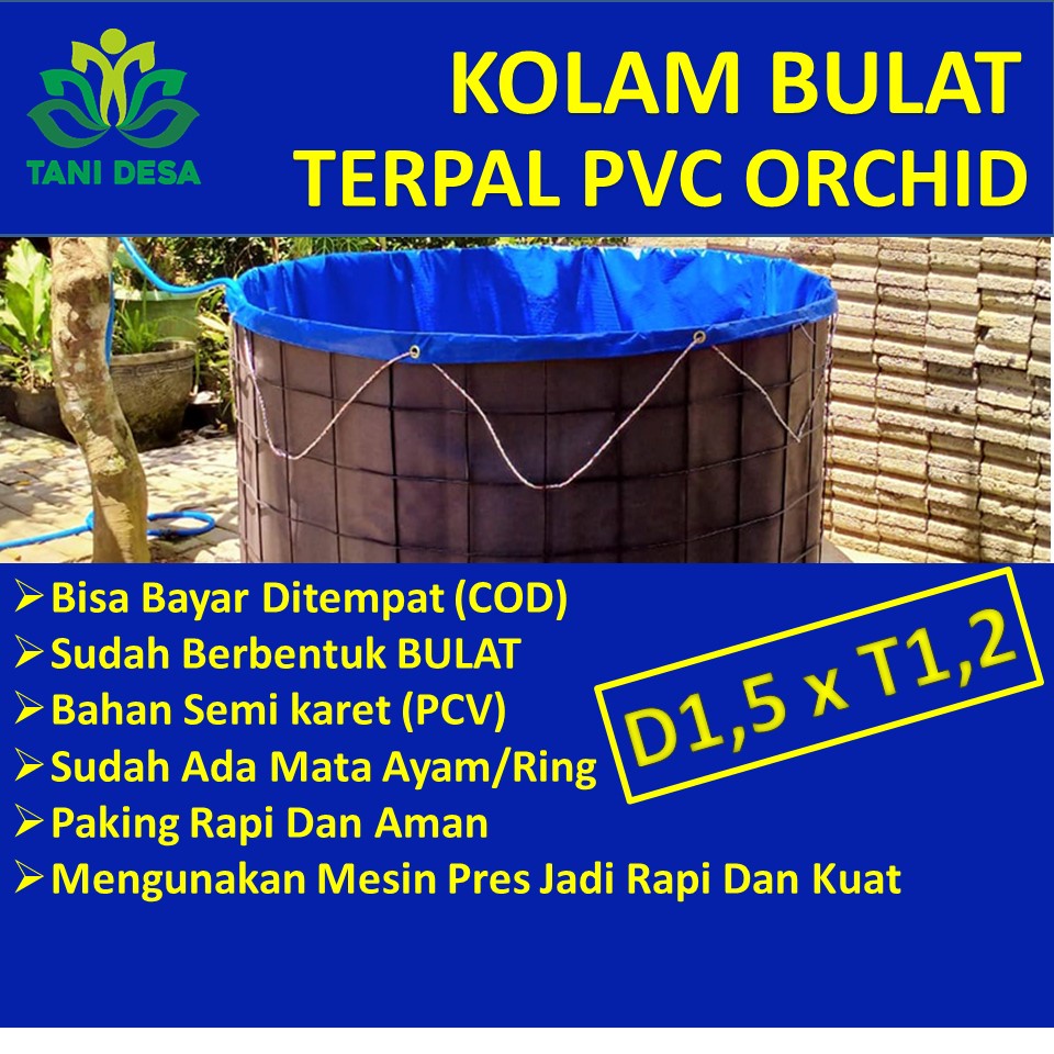 Kolam Terpal Bulat Bioflok Diameter 1,5 m Tinggi 1,2 m, TERPAL SAJA