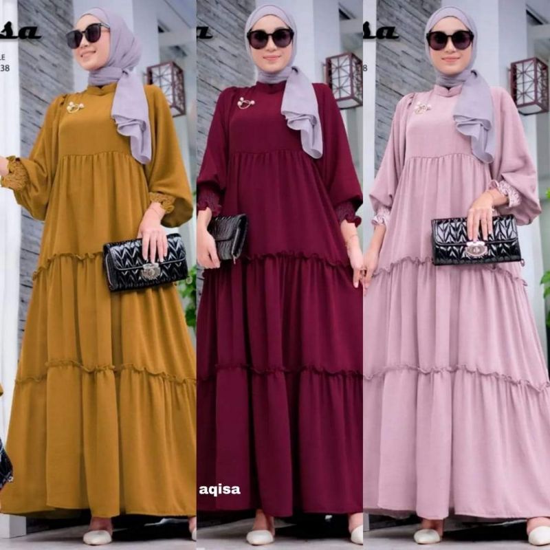 DRESS GAMIS SUPER JUMBO AQISA LD 90 SAMPAI LD 120 130 140 150 160 170 180