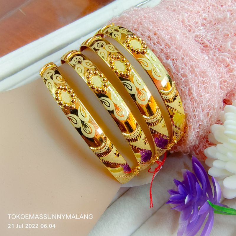 Gelang dewasa bangkok bangle emas asli 300%/6k