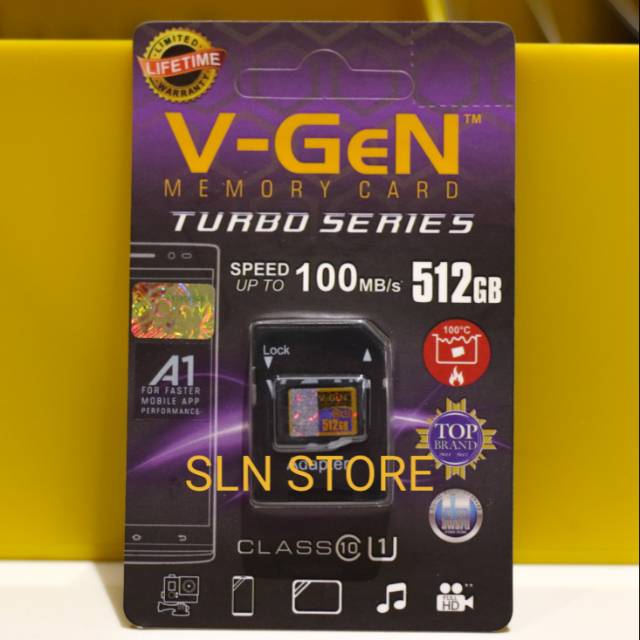 Micro SD 512GB A1 V-GeN Turbo Class 10 Memory Card MicroSD Vgen