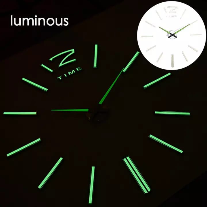 Jam Dinding Besar DIY Giant Wall Clock Quartz Glow in The Dark 80-130cm - Jam glow in the dark - Jam dinding tempel tembok - Jam dinding aesthetic - Jam dinding unik - Jam dinding murah - Jam dinding tempel tembok 3d nyala - Jam dinding lucu dan unik