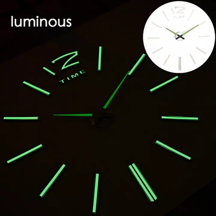 Jam Dinding Besar DIY Giant Wall Clock Quartz Glow in The Dark 80-130cm - Jam glow in the dark - Jam dinding tempel tembok - Jam dinding aesthetic - Jam dinding unik - Jam dinding murah - Jam dinding tempel tembok 3d nyala - Jam dinding lucu dan unik