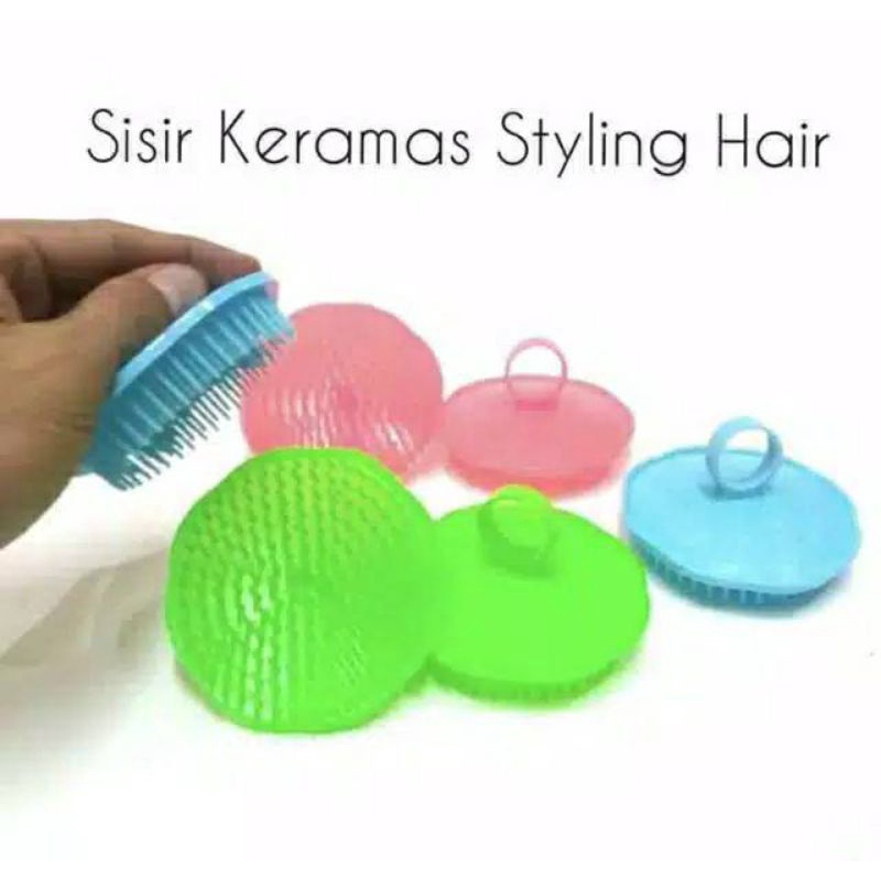 1 PC SISIR RAMBUT KERAMAS BULAT DARI PLASTIK