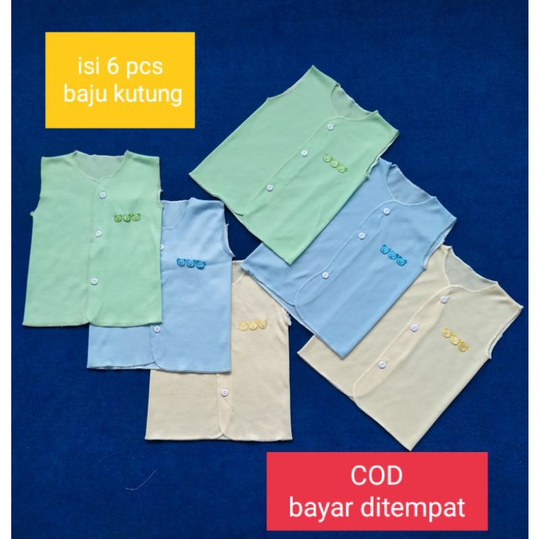 6 Pcs Baju Bayi Newborn Kutung Tanpa Lengan