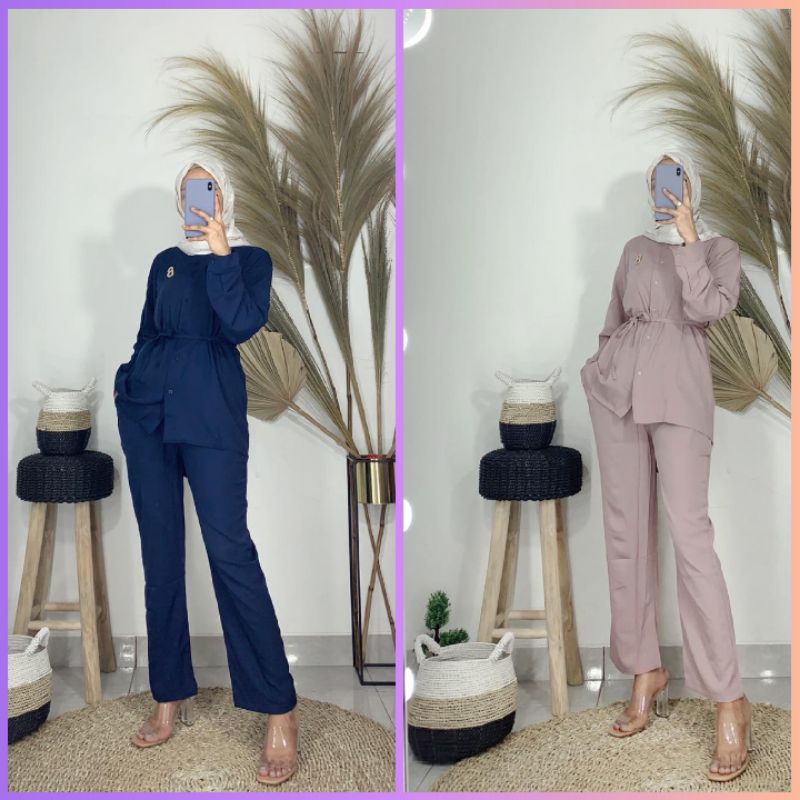 (p1a+) KAYESA One Set Baju set Celana Wanita Muslimah Terbaru.