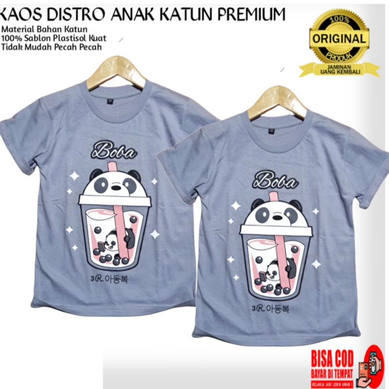 kaos anak distro Boba warna abu 3rkids