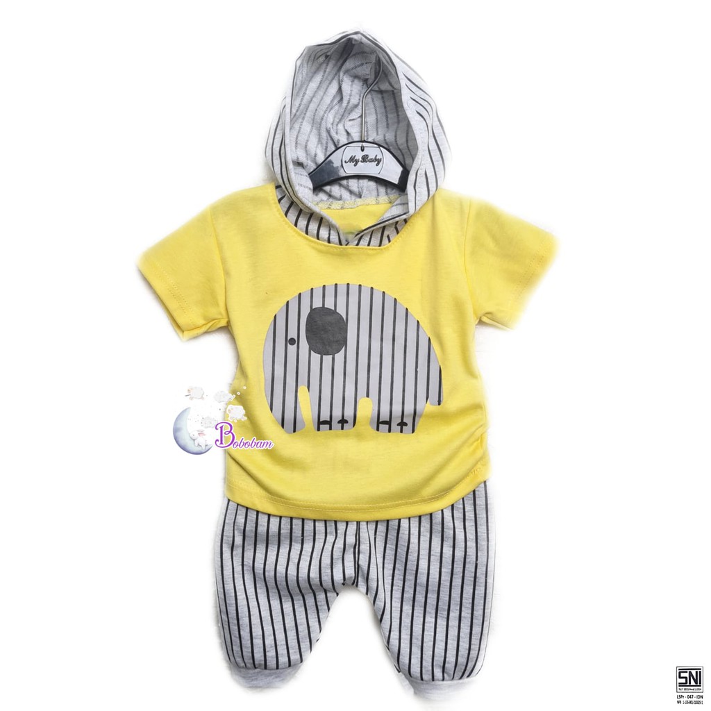 BAJU BAYI BOBOBAM GAJAH HOODIE SETELAN ANAK LAKI-LAKI / SETELAN ANAK HARGA GROSIR