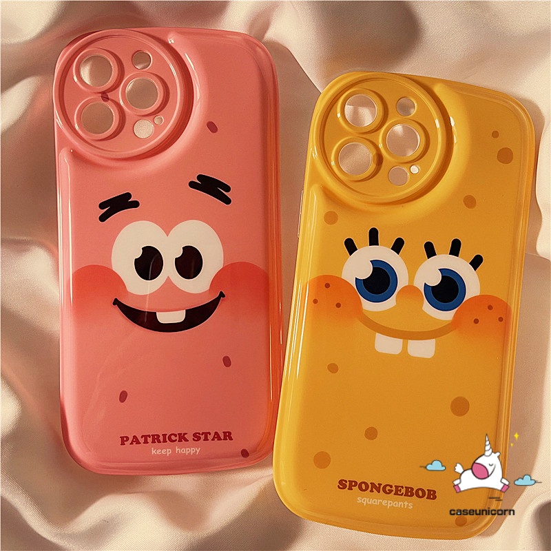 Soft Case TPU Tebal Motif SpongeBob Untuk IPhone 7 8 6 6s Plus 11 12 13 Pro MAX XR X XS MAX SE 2020