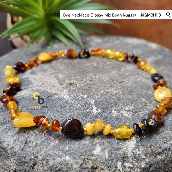 Kalung Amber Bayi &amp; Anak Glossy Mix Bean Nugget NGMBN113 By Amber Bee