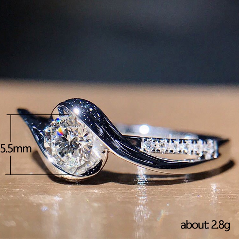 Cincin Sterling Silver 925 Dengan Zircon Bentuk Hati Untuk Wanita