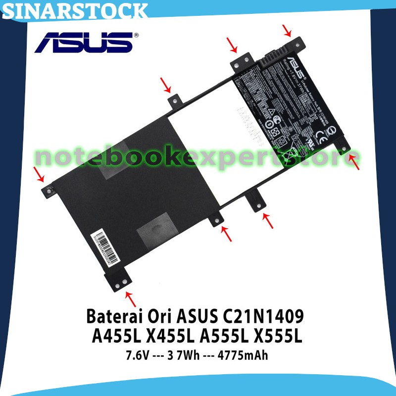 Baterai Ori ASUS C21N1409  A455L X455L A555L X555L batre batrei batere batrai batray laptop