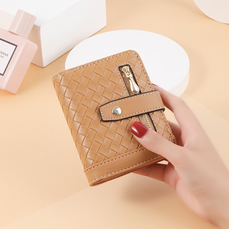 DOMPET LIPAT WANITA KECIL IMPORT KULIT ANYAMAN ERNEST MINI SLOT KARTU PENDEK UANG KOIN PREMIUM KOREA