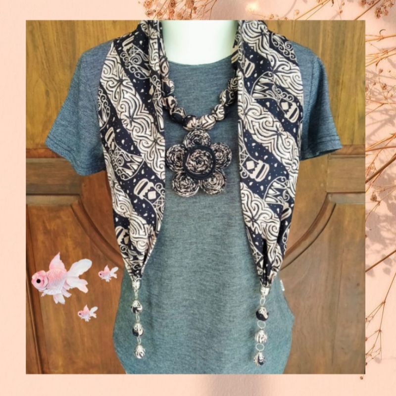 Kalung Batik Bandul Bunga Kalung Etnik Handmade