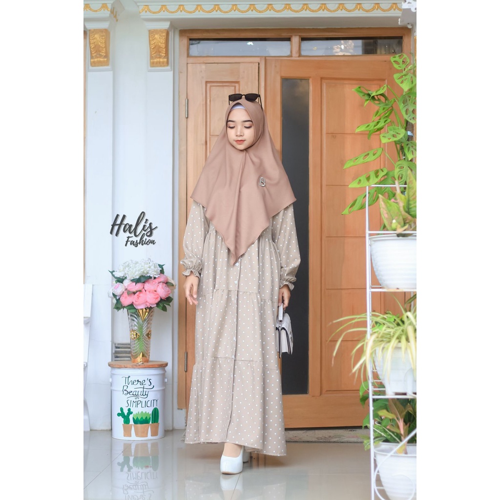 GAMIS SET SYARI  syakira SET KHIMAR POLKADOT POLKA ORIGINAL HALIS busana wanita motif muslim