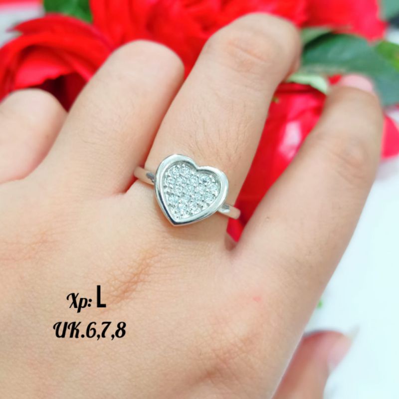 Cincin permata zircon Dewasa motif love full gold&amp;silver tidak karat *COD*