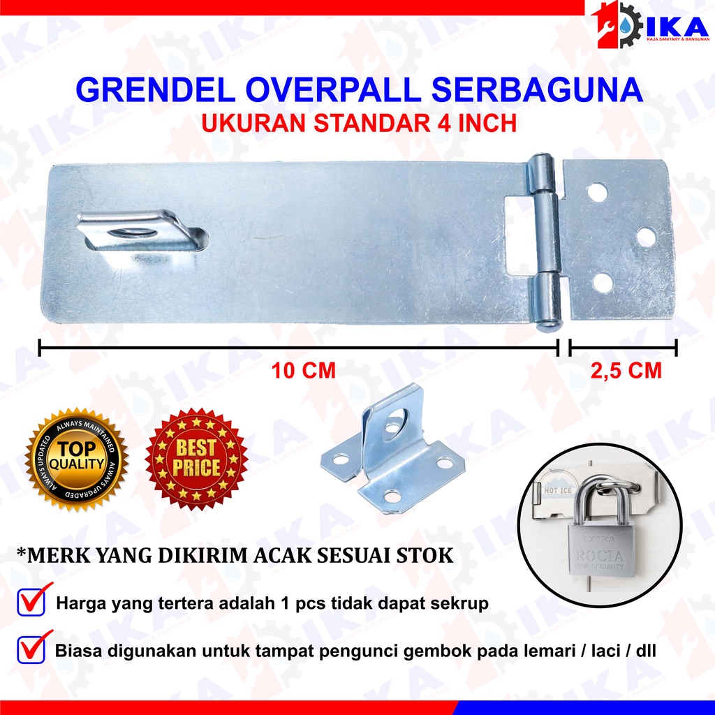 Overpal plat tempat gembok 2,5&quot; inch | 3&quot; inch | 4&quot; inch putih murah / overval