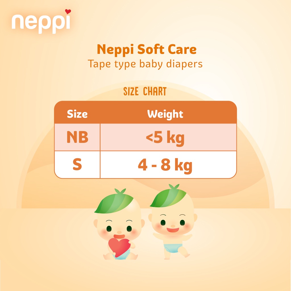 [PROMO FREE WIPES] Neppi Soft Care Baby Diapers NB Tape Isi 44 Pcs Popok Bayi